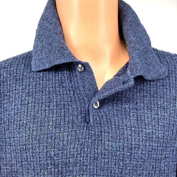 Pronto-Uomo Merino Wool Blend Knit Blue Men’s Shirt Size XL-54 Made in Italy - Picture 2 of 8